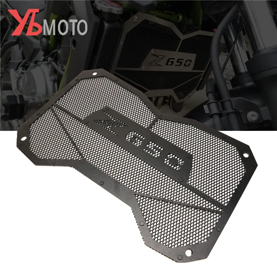 Z650 Black radiator grille guard Protector with screws For Kawasaki Z