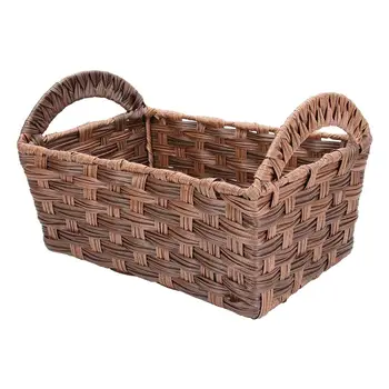 

1PC Hand-Woven Rattan Cosmetic Storage Basket Household Storage Box Hand-Woven Rattan Woven Make-Up Box Basket
