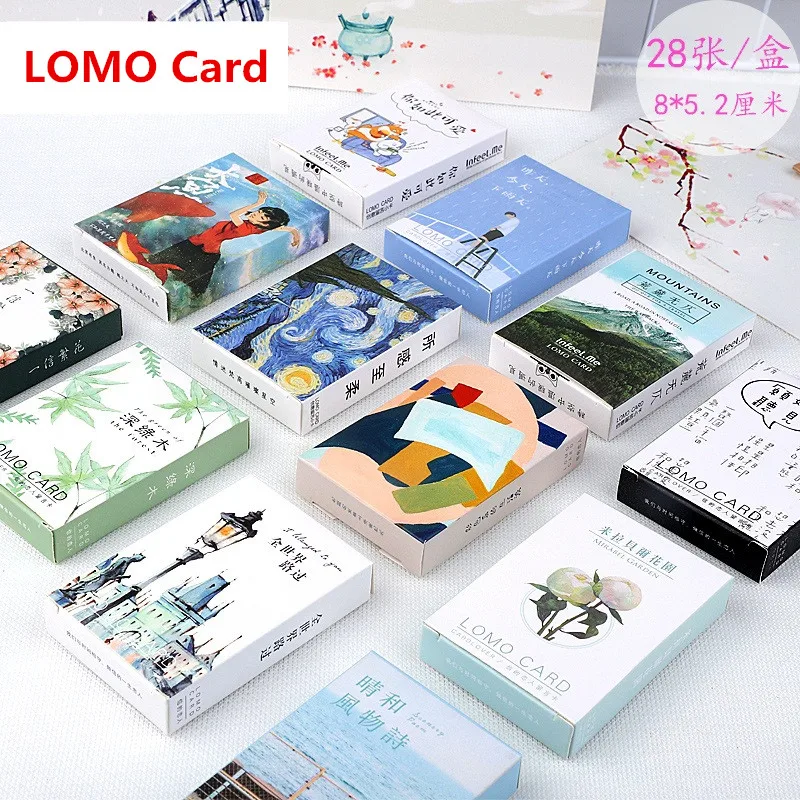 Juego de 28 hojas de tarjetas de flor Kawaii y Animal Lomo, tarjetas de felicitación, tarjeta de deseos, regalos de Navidad y Año Nuevo