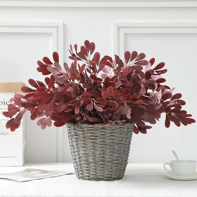 $20 Artificial Plants 3 Sticks Jujube Leaves Silk Flower Green Plant Simulation Bouquet Home Decoration Flower Arrangement