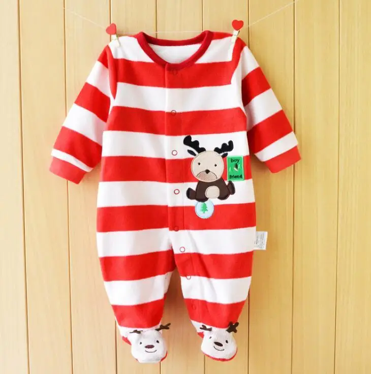 Christmas Baby Boy Clothes Newborn Clothing Polar Fleece Baby Girl Clothes Roupas Bebe Infant Baby Jumpsuits Autumn Baby Rompers - Цвет: Gray
