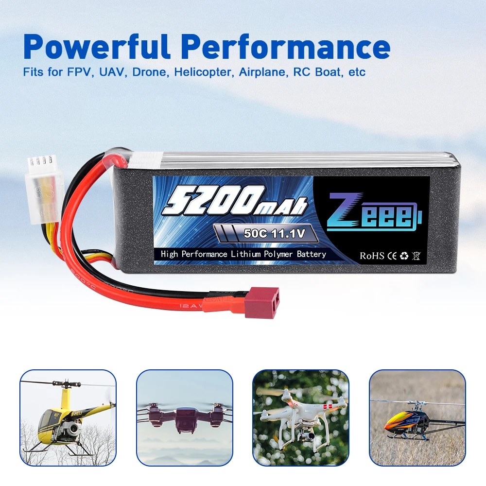 Zeee 3S 5200mAh 50C 11,1 V RC LiPo батарея с Deans Разъем XT60 для RC автомобиля квадрокоптера вертолета лодки RC самолета