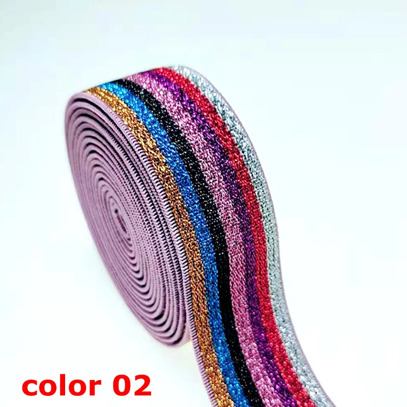 color 02 HL 25 мм 2 м/10 м красочные резинки горячего тиснения DIY тесьма Одежда Сумки, швейные принадлежности - Цвет: color 02