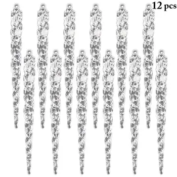 

24pcs/12pcs Christmas Decoration Simulation Ice Xmas Tree Hanging Ornament Fake Icicle Props X-mas Tree Decorations Winter Party