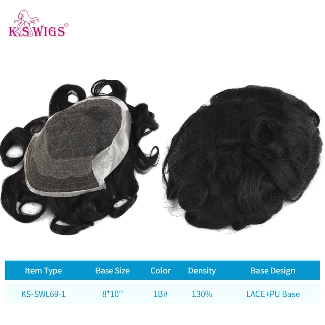 Clearance Multiple Base Men's Wig Indian Human Hair Toupee Density Durable Capillary Prosthesis Hair Replacement Systems KS-SWL69-1-8X10