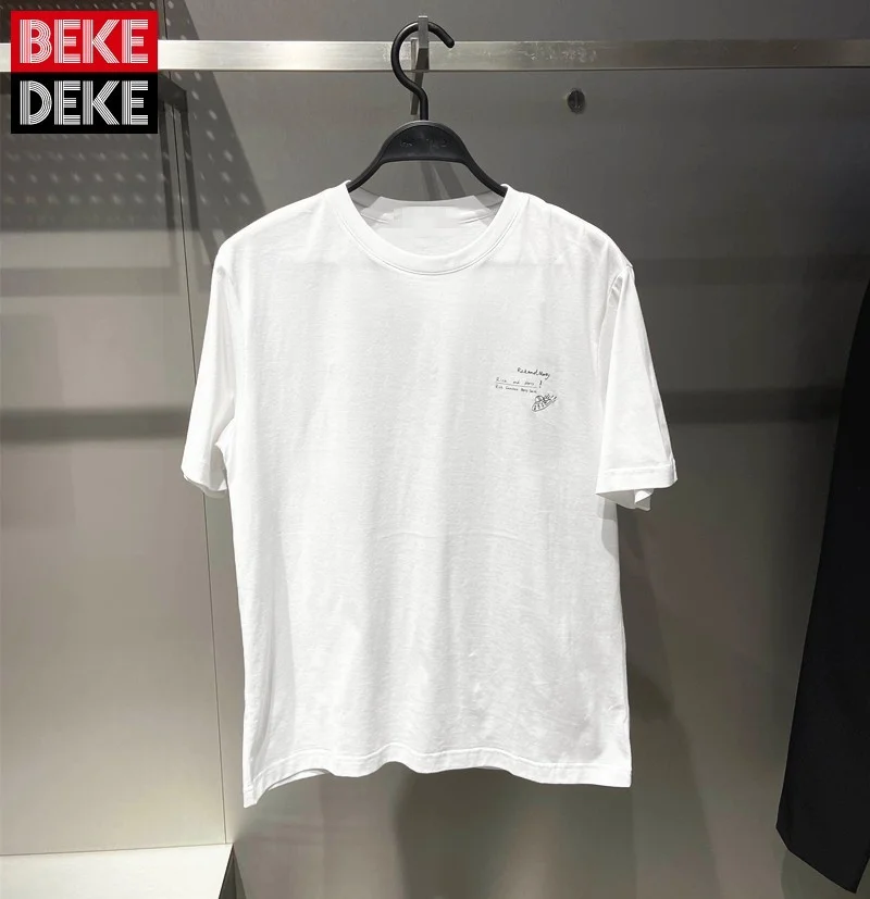 

Summer 2022 New Mens Fashion O-Neck Pullover Short Sleeve Vintage Concise T-Shirts Print Loose Male Korean Style Casual Blouse