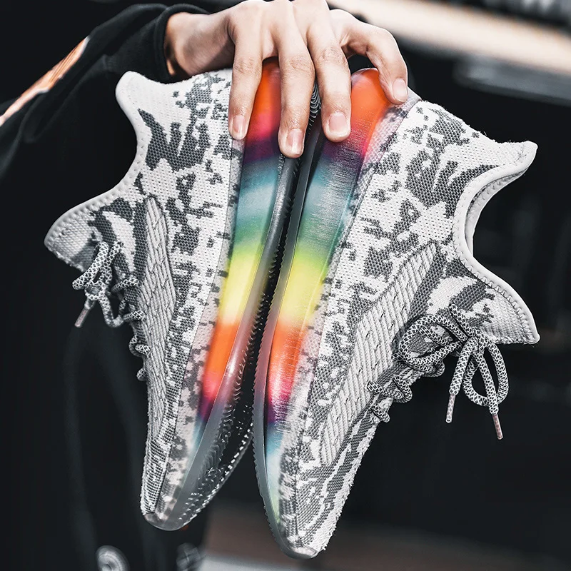 Мужские кроссовки Flyknit; удобные дышащие мужские спортивные кроссовки; Повседневная модная обувь для трекинга; Прямая поставка; AODLEE