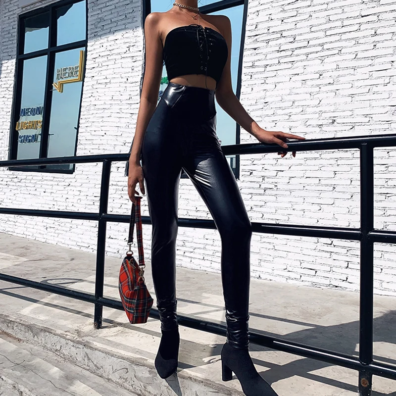 scrunch bottom leather pants