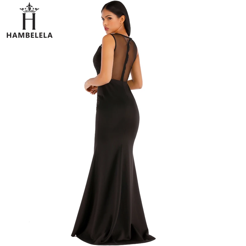 HAMBELELA Formal Evening Party Dresses 2020 New Mermaid O Neck Short Sleeve Lace Appliques Tulle Long Party Gowns Robe Soiree (3)