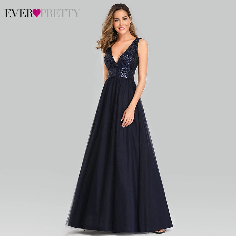 Сексуальные платья с блестками для выпускного вечера Ever Pretty A-Line с двойным v-образным вырезом элегантные блестящие вечерние платья Vestido Largo Elegante