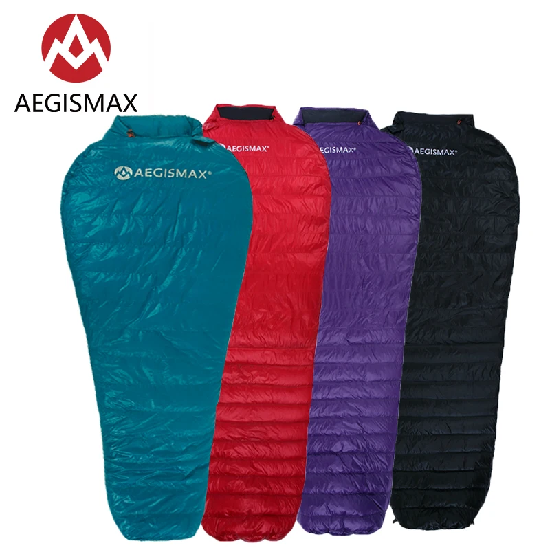 

Aegismax New Mini Upgrade Sleeping Bag 95% White Goose Down Splicing Mummy Ultralight Hiking Camping 800 FP Nano Nano2 Red Blue