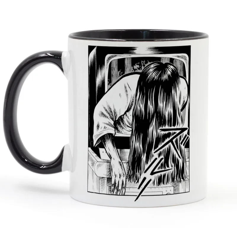 

SADAKO ANIME MANGA Coffee Mug Ceramic Cup Color Handle Colour Inside Gifts 11oz