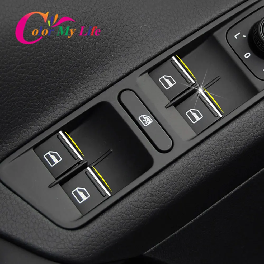 Color My Life 7Pcs/Set ABS Chrome Car Windows Lifter Button Switch Knob Cover Trim for Skoda Kodiaq 2017 - 2021 Accessories | Автомобили и