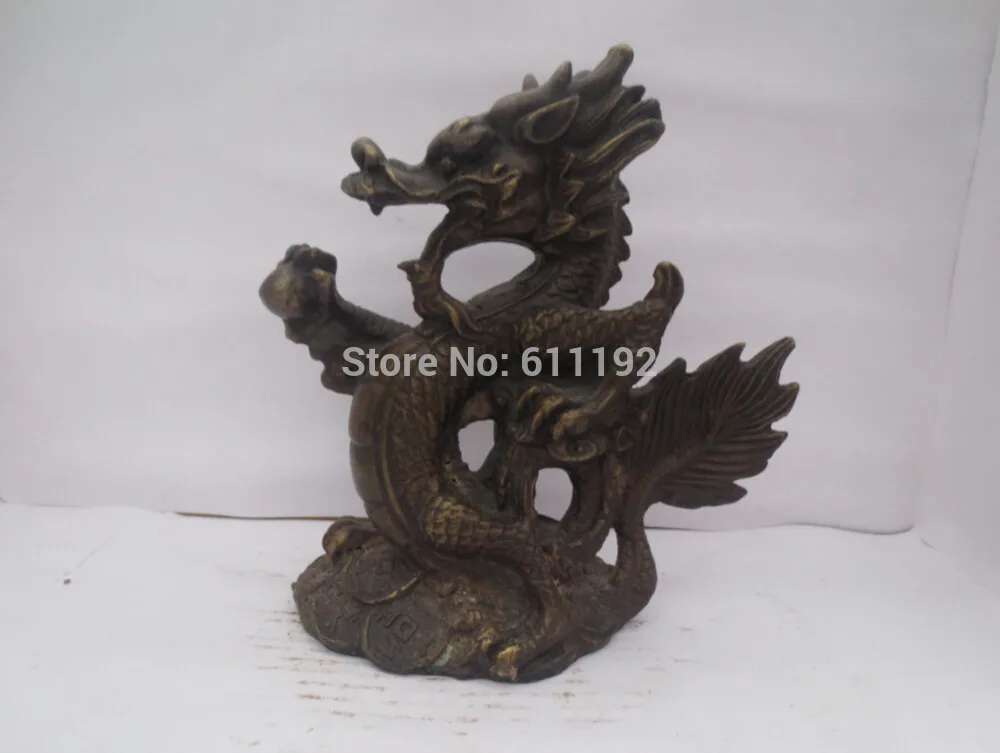Old Bronze hand carved Dragon sculpture Metal crafts Home decoration antique animal statue | Дом и сад