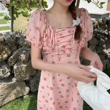 

Summer Sweet Strawberry Dress Women Elegant Chiffon Kawaii Dress Female Loose Beach Pretty Party Cute Dress vestido de mujer