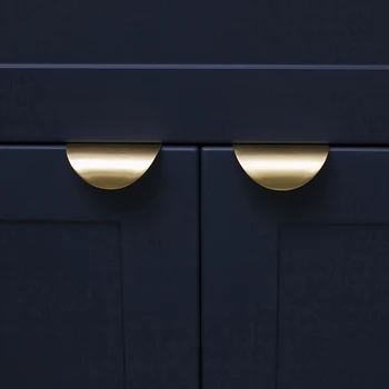

Nordic Furniture Handles Knobs Satin Solid Semicircular Brass Bedroom Door Handle Wardrobe Drawer Knob Cabinet Handle and Pulls