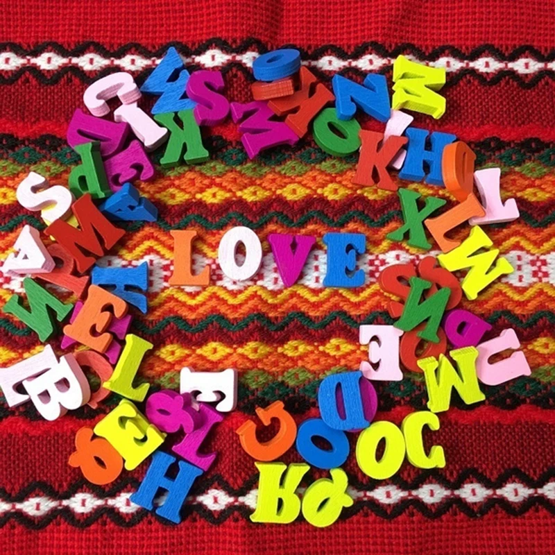 100Pcs Wooden Number English Alphabets Baby Early Education Learning Tool Scrapbooking Wood DIY Letters Craft Decoration