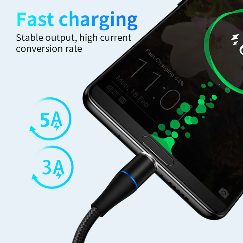 Магнитный usb-кабель 3A Micro USB type C 8 Pin Quick Charge 3,0 QC 3,0 кабель для быстрой зарядки для samsung Xiaomi Redmi huawei