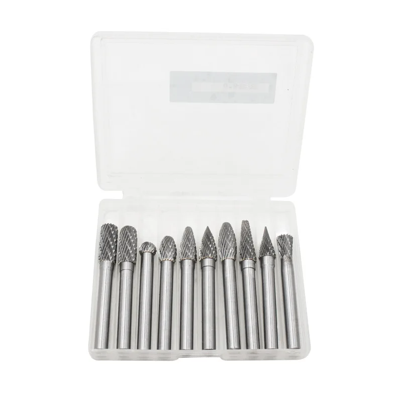10pc 6mm shank 8mm Head 10 Types Tungsten carbide Burrs for Rotary Drill Carbide Points File Grinder Cutter Bit | Инструменты