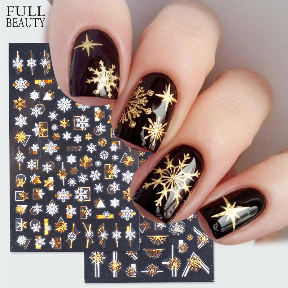 3D Christmas Nail Art Decoration Stickers Sparkly Gold White Colorful  Glitter Geometry Snowflake Winter Slider Nail Foils CHF712|Stickers &  Decals| - AliExpress