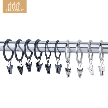 

1.26/1.5 Inches Curtain Rings With Clips Rustproof Decorative Drapery Curtain Rods Hanger Rings for home,40pcs