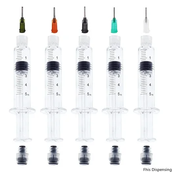 

Measurement Mark Tip for CBD Oils, EJuices, Liquids, Chemical (Gray Piston)5ml Luer Lock Syringe with Needle Reusable