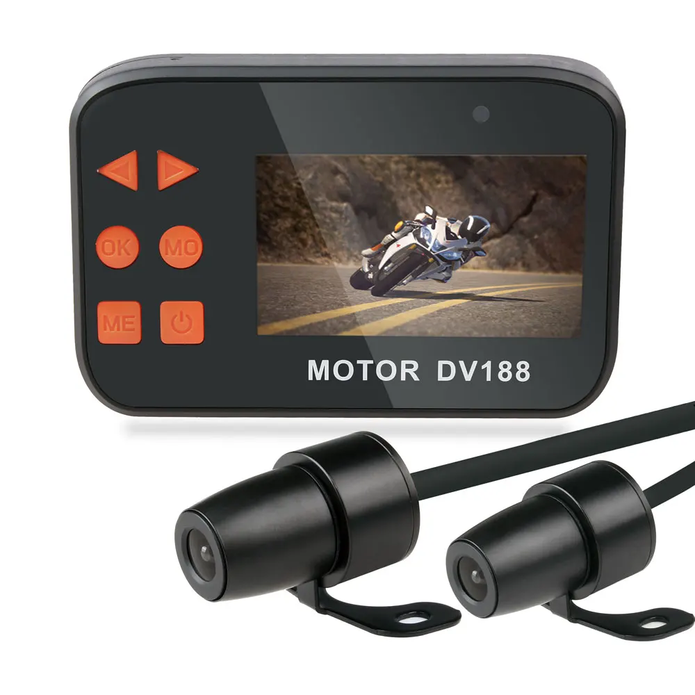 Fodsports DV188 мотоциклетная DVR Экшн камера с двумя объективами 1080P 2 7 дюймов Камера 130