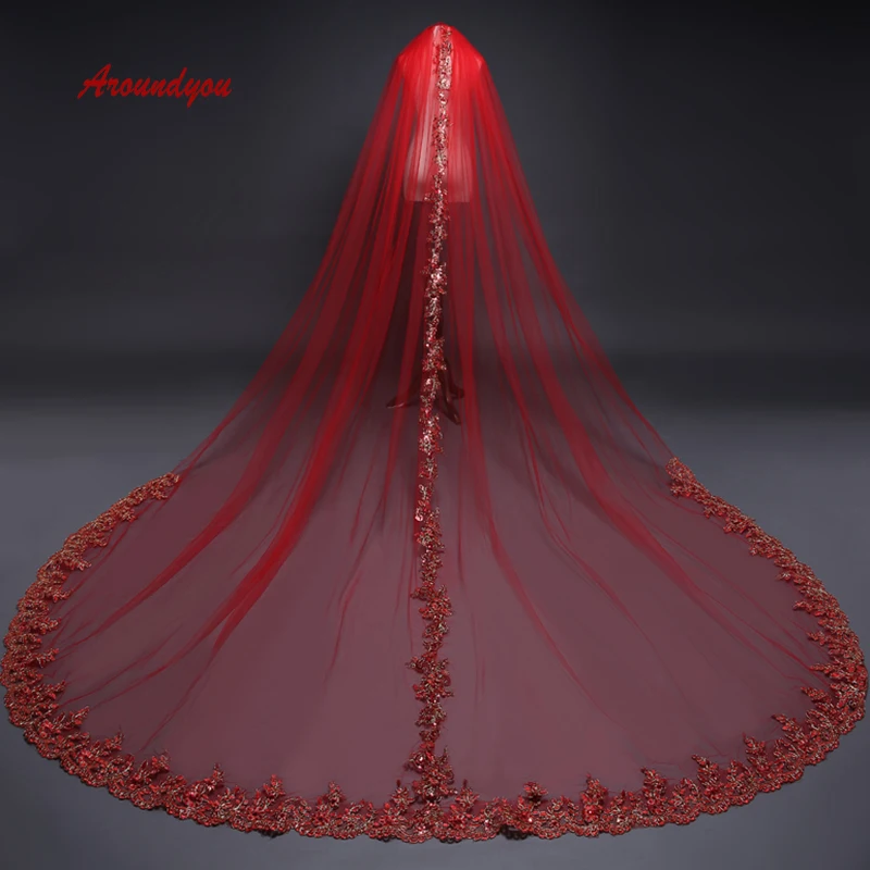 Long red veil Clearance