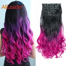 

Synthetic Red Pink Hair Extension 16 Clip On Hair Extension 140g 6pcs Wave Curly Hairstyles Heat Resistant Fake Hairpiece Blonde