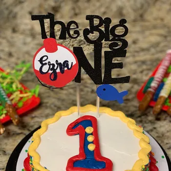 

Personalize name glitter The big One birthday topper, 1st birthday topper, custom One birthday bobber big cake topper centerpie