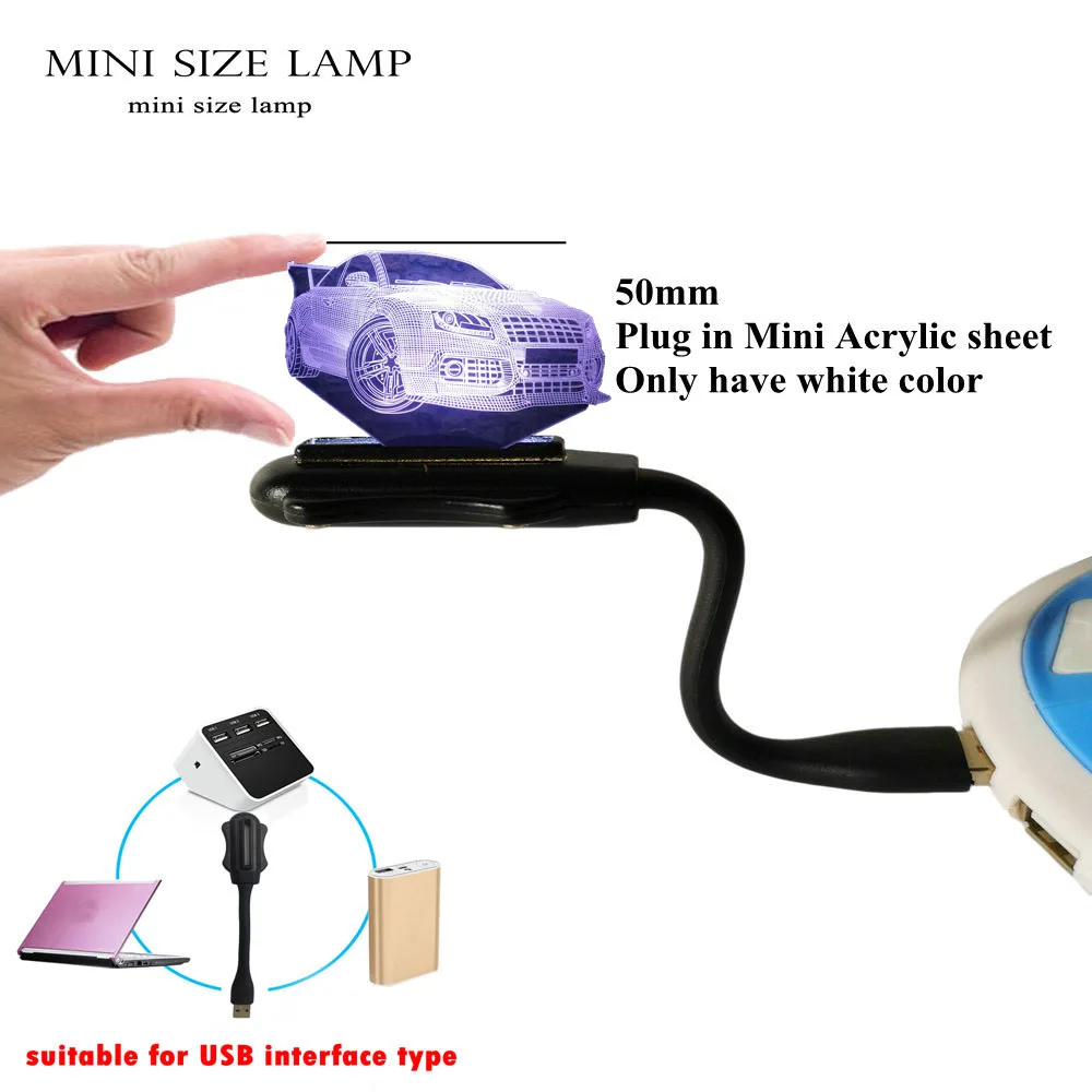 mini Крутой супер автомобильный ночник 3D светодиодный USB свет атмосферная лампа украшенная прикроватная Настольная лампа Декор Детская игрушка подарок на праздник - Испускаемый цвет: mini
