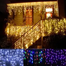3.5M Curtain Icicle Led String Light Droop 0.4/0.5/0.6m Christmas Garlands Xmas Party Garden Stage Wedding Decorative Lights