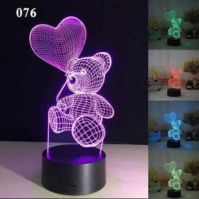 Яркий Настольная лампа с яркими рисунками из мультфильма про динозавров современный, с рисунком Мишки и сердца, ночной Светильник восхитительные украшения Рождественская акриловый стол светильник