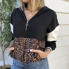 Women Leopard Print Pullover Sweatshirts Casual Patchwork Contrast Lady Hoodies Fashion Zip Up Hooded Sweatshirt streetwear D30 Women Leopard Print Pullover Sweatshirts Casual Patchwork Contrast Lady Hoodies Fashion Zip Up Hooded Sweatshirt streetwear D30
