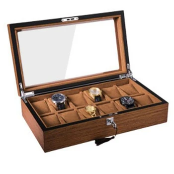 

8 10 12 Grids Retro Wooden Watch Display Case Jewelry Collection Storage Durable Packaging Holder Watch Organizer Box Casket