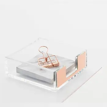 

Household Acrylic Memo Storage Boxes Holder Simple Elegant Self-stick Notes Holder Desktop Note Dispenser (Golden/Rose Gold)