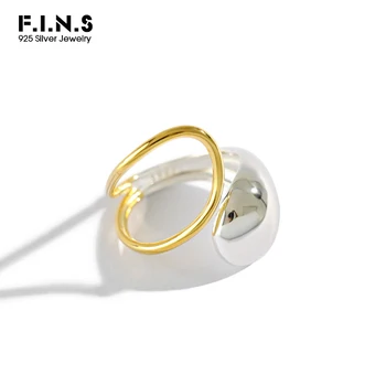 

F.I.N.S 2020 Unique Design S925 Sterling Silver Ring Wide Asymmetry Waterdrop Ring Opening Silver 925 Finger Ring Fine Jewelry