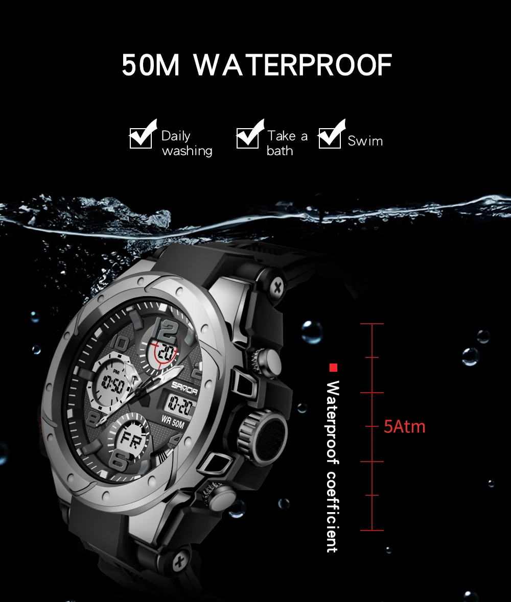 SANDA Men Military Sport Electronic Watch Fashion Symphony Waterproof Shock Top Luxury Clock Digital Wristwatch мужские часы