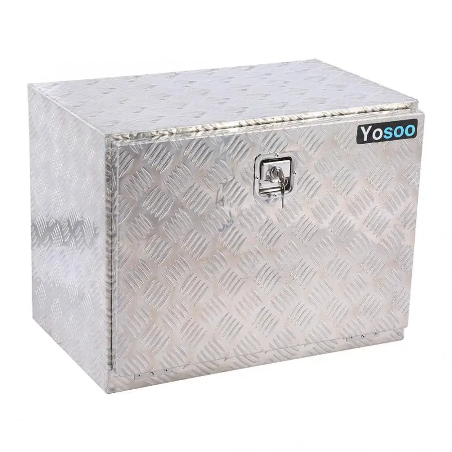 

Truck Trailer Storage Aluminium Alloy Chequer Plate Tool Box w/ Keys 600 x 410mm Car repair kit