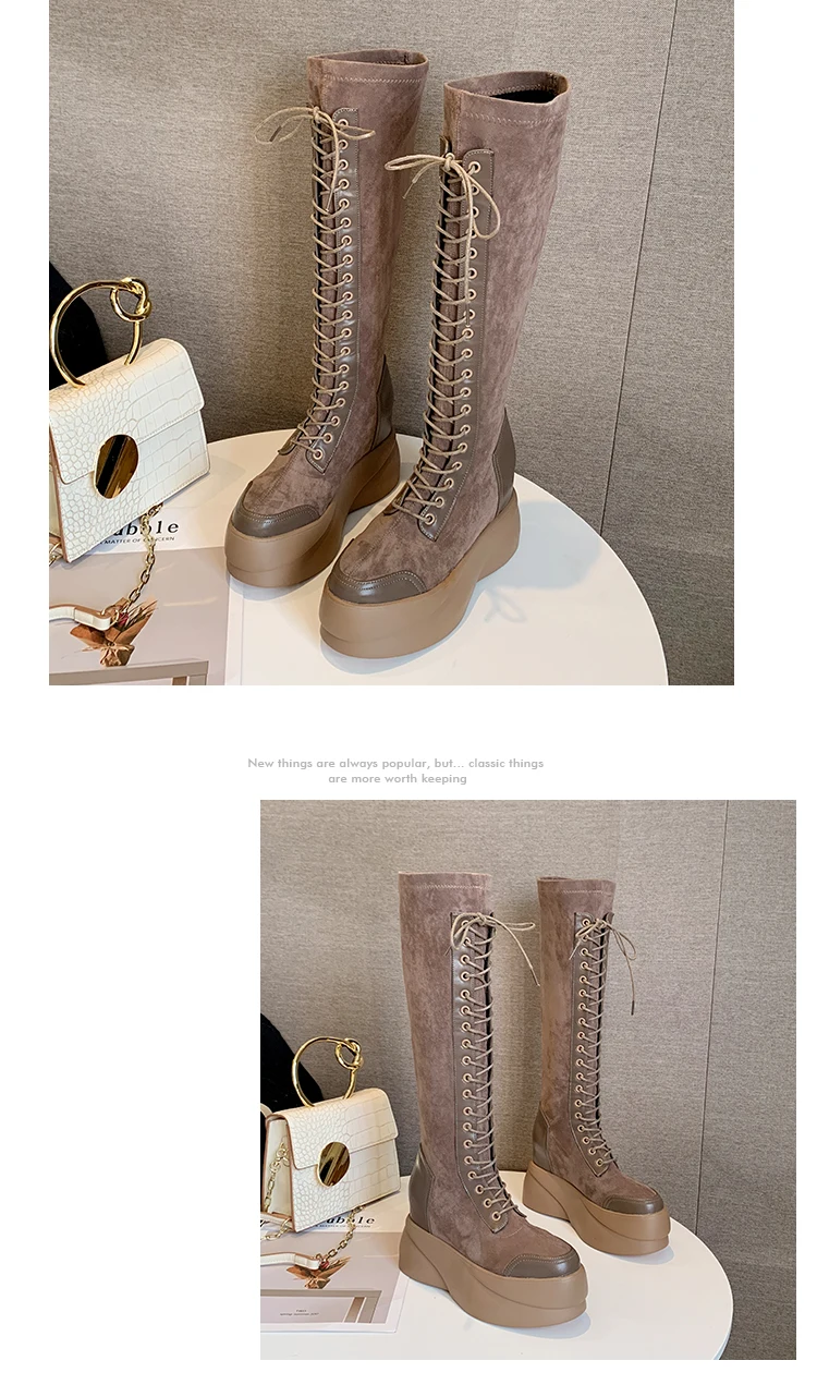 Bootee/ г.; женские ботинки с круглым носком; мартинсы; роскошная дизайнерская обувь со шнуровкой на Плоском Каблуке; пикантные ботфорты на высоком каблуке
