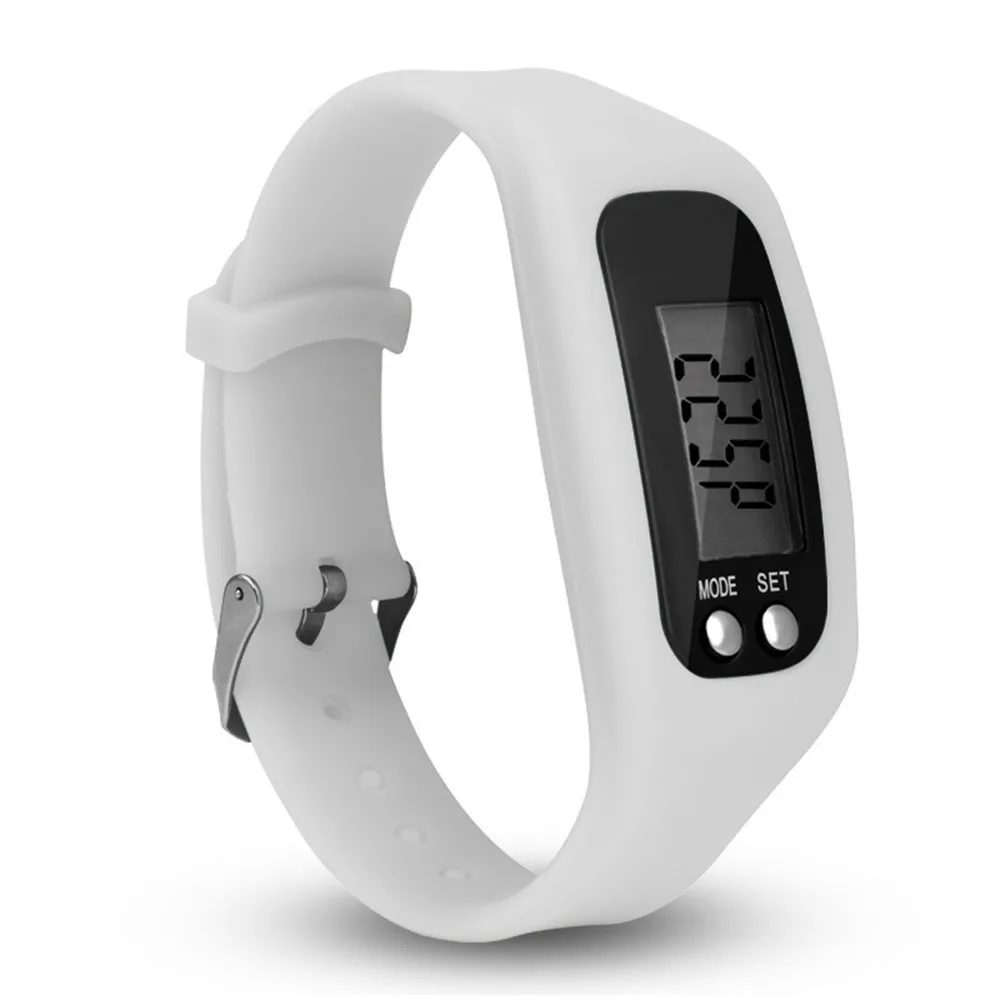 Многофункциональные цифровые часы с ЖК-дисплеем, шагомером, шагомером, силиконовыми часами, модный браслет, калории, прогулки, упражнения - Цвет: Белый