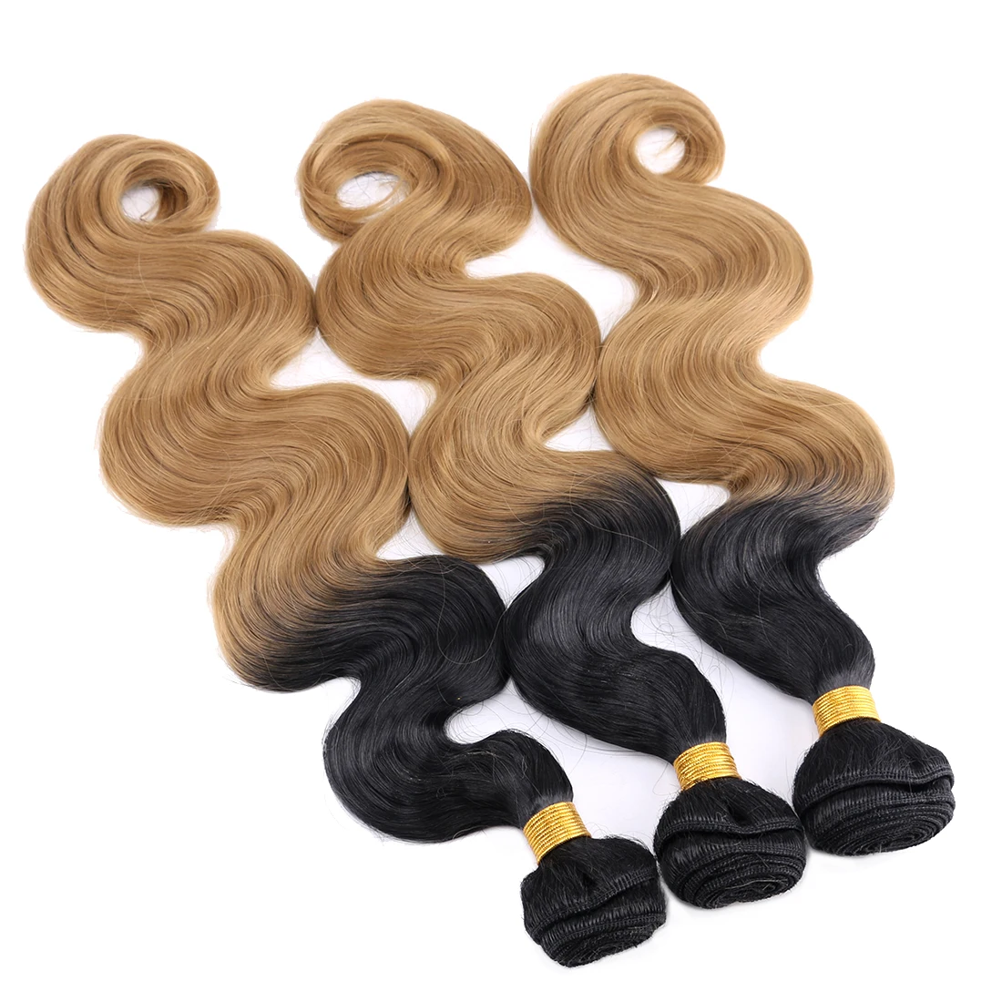 Hair Extensions Body Wave Hair Bundles ombre black to golden burgundy brown High Temperature Synthetic 100g/piece Weave