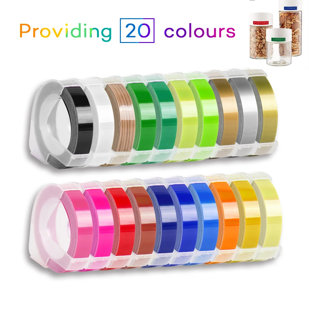 1pcs 6/9/12mm 3D embossing multicolor plastic label tape Compatible for dymo machine 1610 12965 1880 MOTEX E101 | Компьютеры и офис
