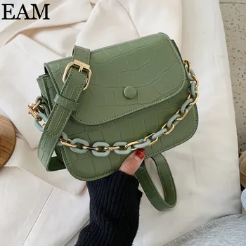 

[EAM] Stone Patent Crossbody Bags For Women 2020 Autumn Winter Small PU Leather Hand Bag Ladies Chain Designer Bags HO089