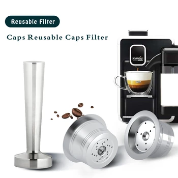 

Reusable Coffee Filters Compatible For Caffitaly Tchibo Cafissimo Refillable Stainless Steel Coffee Capsule Pod WithTamper Spoon