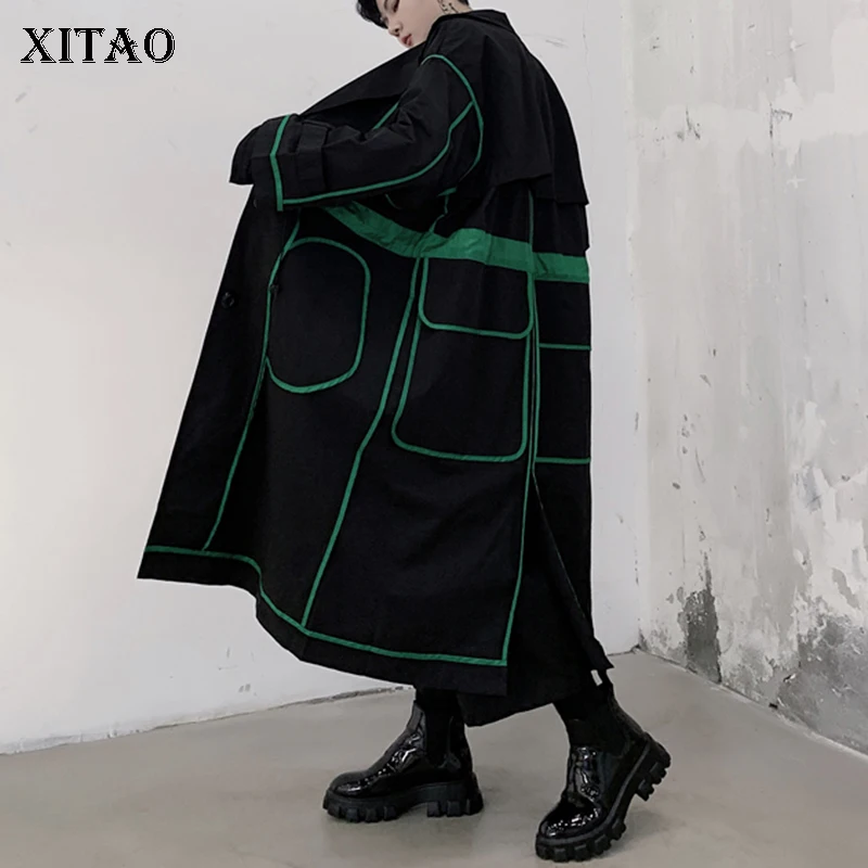 XITAO Drawstring Trench Women Fashion New Vintage