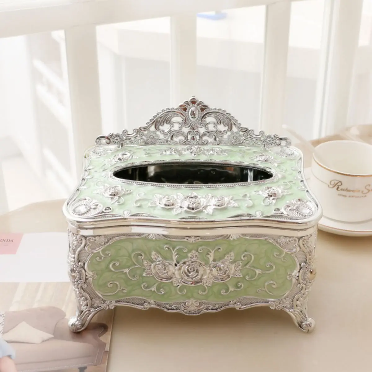 18x13x10 см модная Автомобильная домашняя акриловая коробка для салфеток, Высококачественная Европейская Хрустальная декоративная коробка для комнаты KTV, гостиничные принадлежности, коробка для домашнего интерьера - Цвет: Зеленый