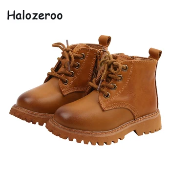 

New Autumn Kids Martin Boots Children Genuine Leather Shoes Baby Girls Ankle Toddler Boots Black Brand Shoes Boys Fashion Boots