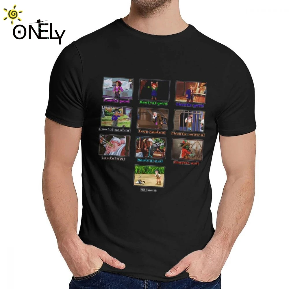 

Man's T Shirt Monkey Island Alignments Slim Anime Round Neck Vintage La Camiseta