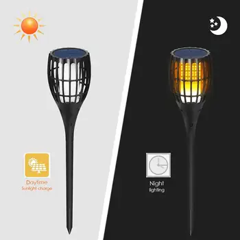 

Torch Lamp Solar Powered Square Party Garden Pathways Lighting Fixture Household Accessory Flame Lights Lawn Light 96LED